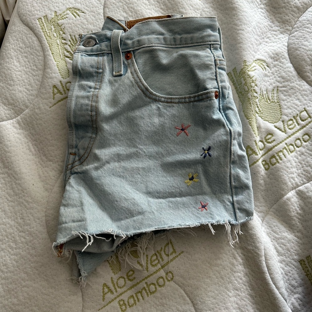 Levi's Light Blue Denim Shorts with Embroidery